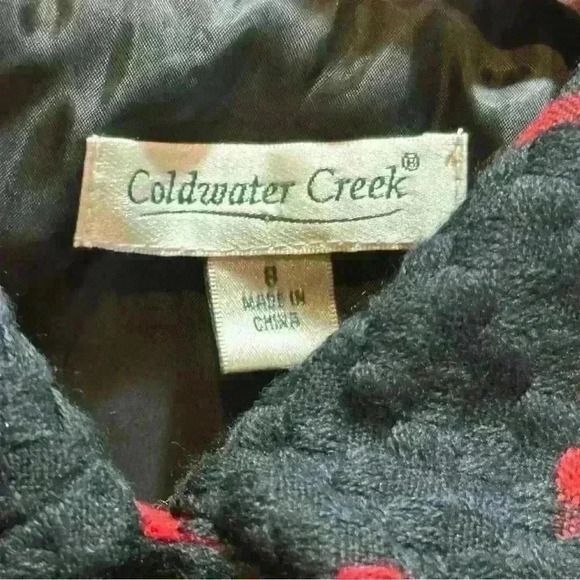 Coldwater Creek Jacket Size 8 Red Black Woven Career Women's Short 3/4 Sleeve - Picture 7 of 8